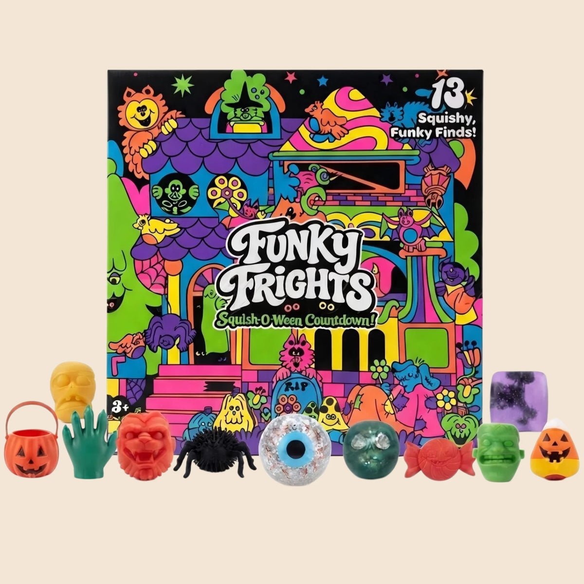 Needoh New Funky Frights Halloween Advent Calendar 13 Days, Spooky Squishy Slow Rise Stress Relief Toys Countdown Gift Box